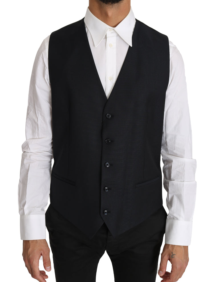 Dolce &amp; Gabbana Sample Sale Dolce &amp; Gabbana Gray Wool Silk Waistcoat Vest - | Designer outlet