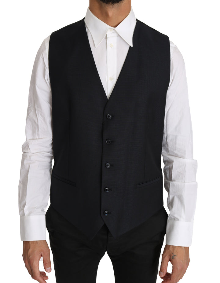 Dolce &amp; Gabbana Sample Sale Dolce &amp; Gabbana Gray Wool Silk Waistcoat Vest - | Designer outlet