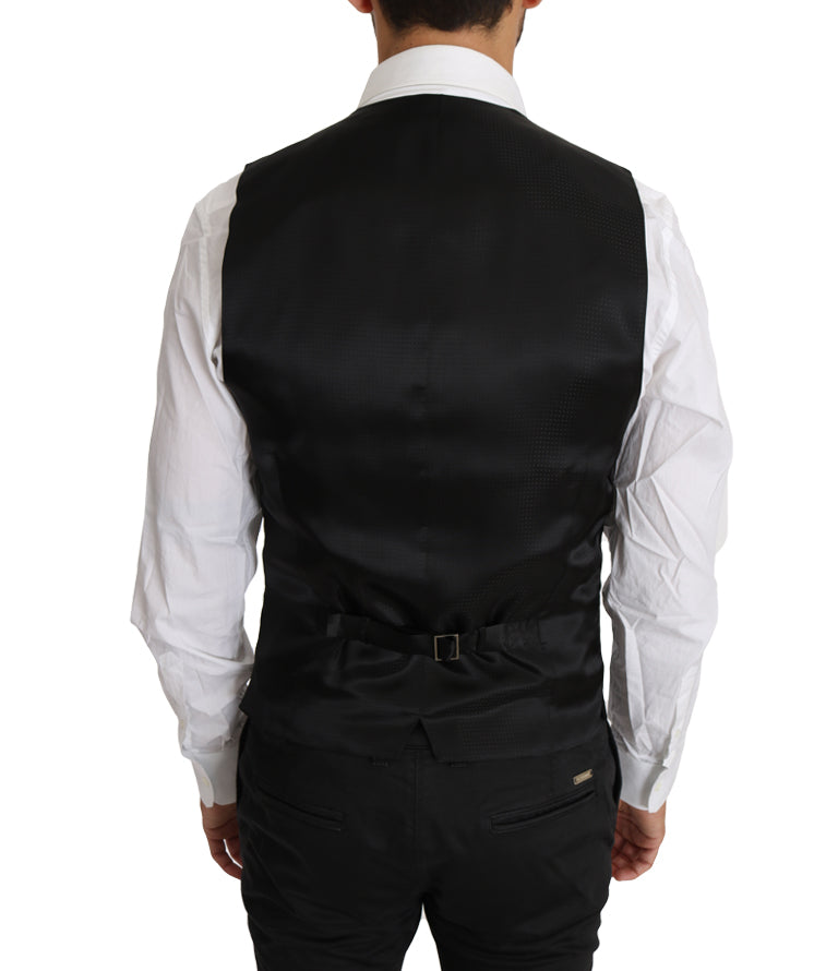 Dolce &amp; Gabbana Sample Sale Dolce &amp; Gabbana Black Solid Wool Silk Waistcoat Vest - | Designer outlet