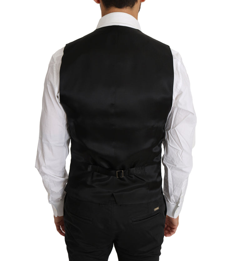 Dolce &amp; Gabbana Sample Sale Dolce &amp; Gabbana Black Solid Wool Silk Waistcoat Vest - | Designer outlet