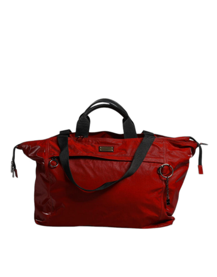 Dolce & Gabbana Red Nylon Calfskin Hand Shoulder Duffel Bag