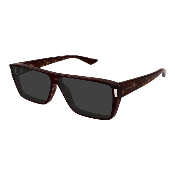 Saint Laurent Sunglasses Square Full Rim, Dark Havana Frame and Grey Lens SL757002