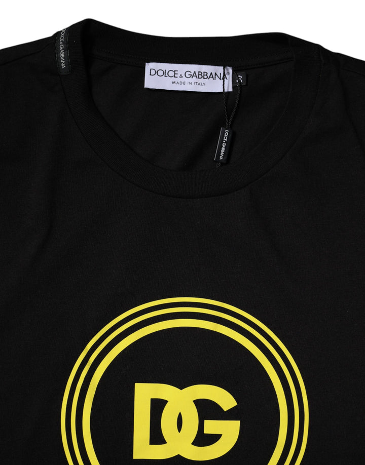 Dolce &amp; Gabbana Sample Sale Dolce &amp; Gabbana Black Logo Print Cotton Crew Neck T-shirt - | Designer outlet