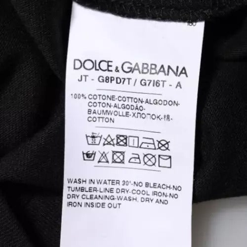 Dolce &amp; Gabbana Sample Sale Dolce &amp; Gabbana Black Logo Print Cotton Crew Neck T-shirt - | Designer outlet