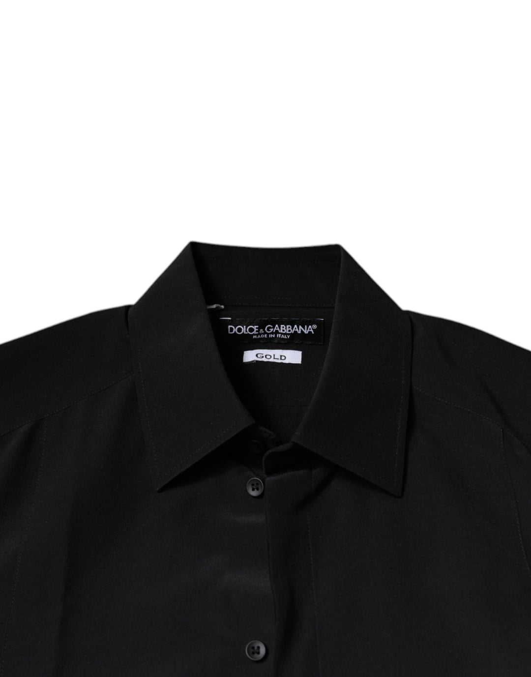 Dolce & Gabbana Black Silk Long Sleeves GOLD Dress Shirt Dolce & Gabbana Black Silk Long Sleeves GOLD Dress Shirt
