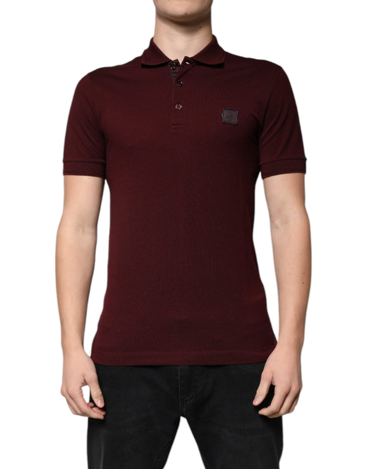 Dolce &amp; Gabbana Sample Sale Dolce &amp; Gabbana Maroon Collared Short Sleeves Polo T-shirt - | Designer outlet