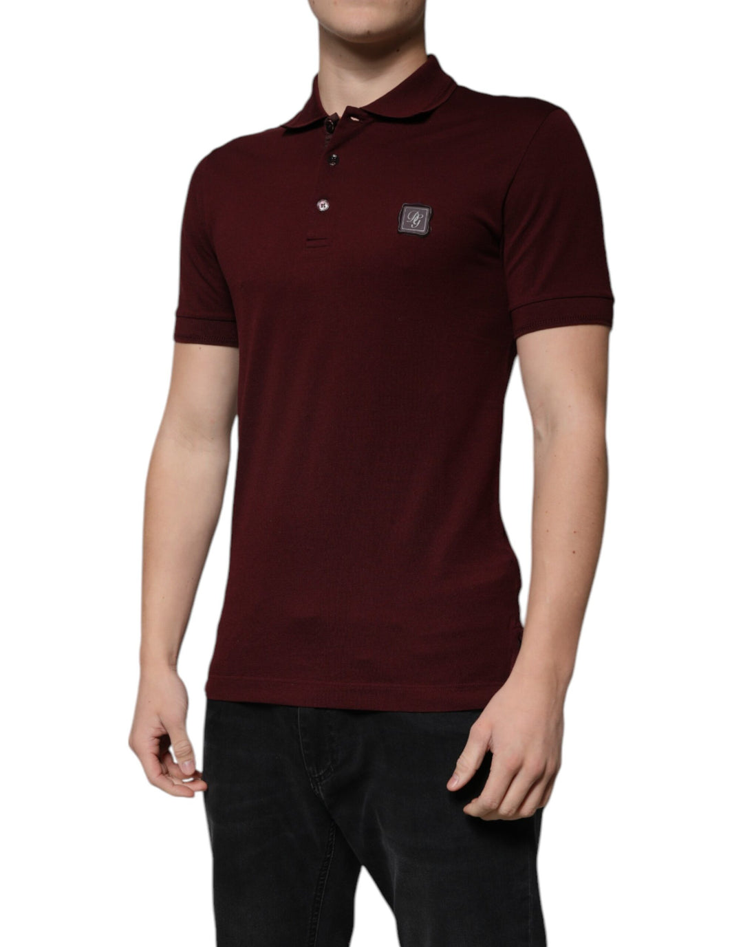 Dolce &amp; Gabbana Sample Sale Dolce &amp; Gabbana Maroon Collared Short Sleeves Polo T-shirt - | Designer outlet