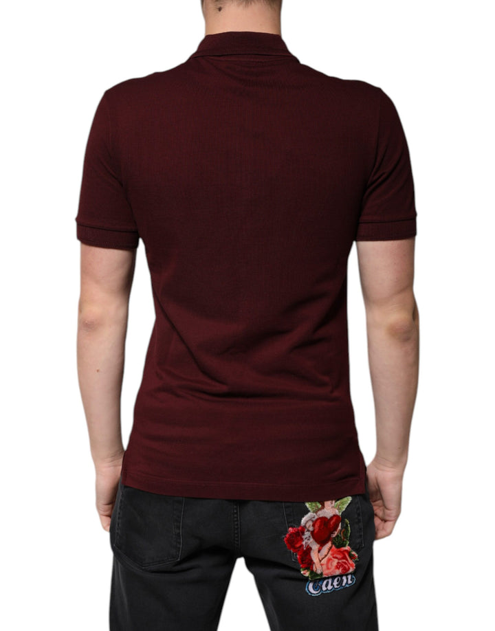 Dolce &amp; Gabbana Sample Sale Dolce &amp; Gabbana Maroon Collared Short Sleeves Polo T-shirt - | Designer outlet
