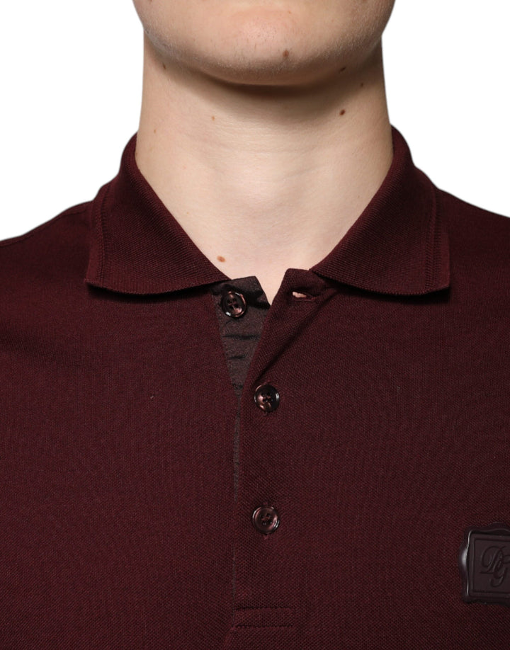 Dolce &amp; Gabbana Sample Sale Dolce &amp; Gabbana Maroon Collared Short Sleeves Polo T-shirt - | Designer outlet