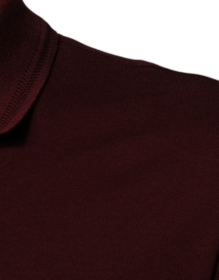 Dolce &amp; Gabbana Sample Sale Dolce &amp; Gabbana Maroon Collared Short Sleeves Polo T-shirt - | Designer outlet