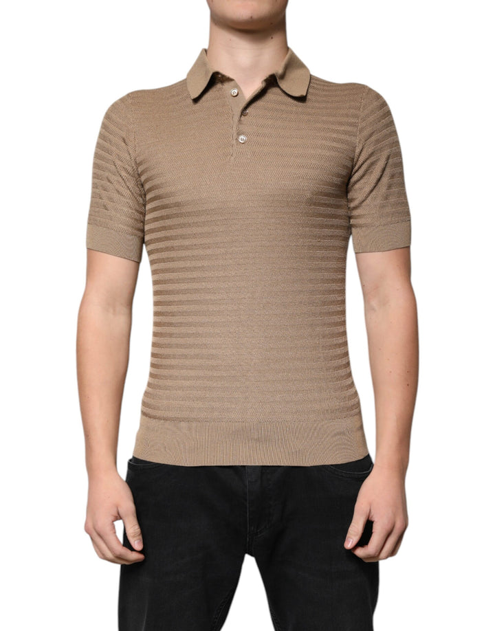 Dolce &amp; Gabbana Sample Sale Dolce &amp; Gabbana Brown Collared Short Sleeves Polo T-shirt - | Designer outlet
