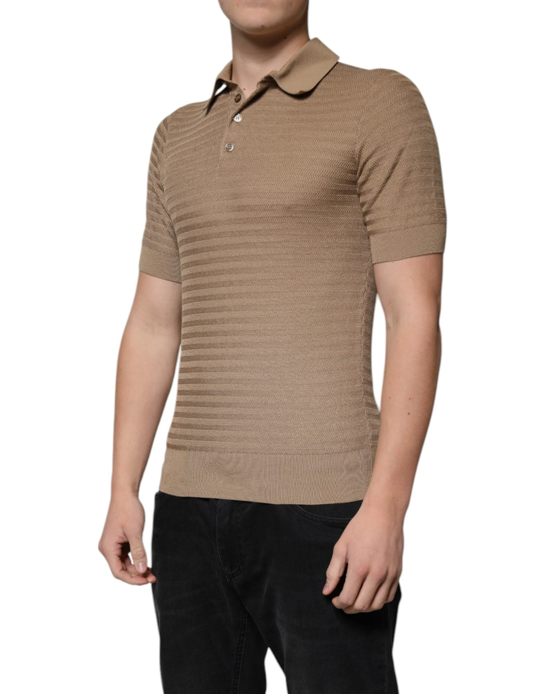 Dolce &amp; Gabbana Sample Sale Dolce &amp; Gabbana Brown Collared Short Sleeves Polo T-shirt - | Designer outlet