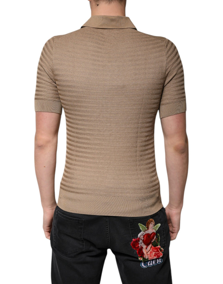 Dolce &amp; Gabbana Sample Sale Dolce &amp; Gabbana Brown Collared Short Sleeves Polo T-shirt - | Designer outlet