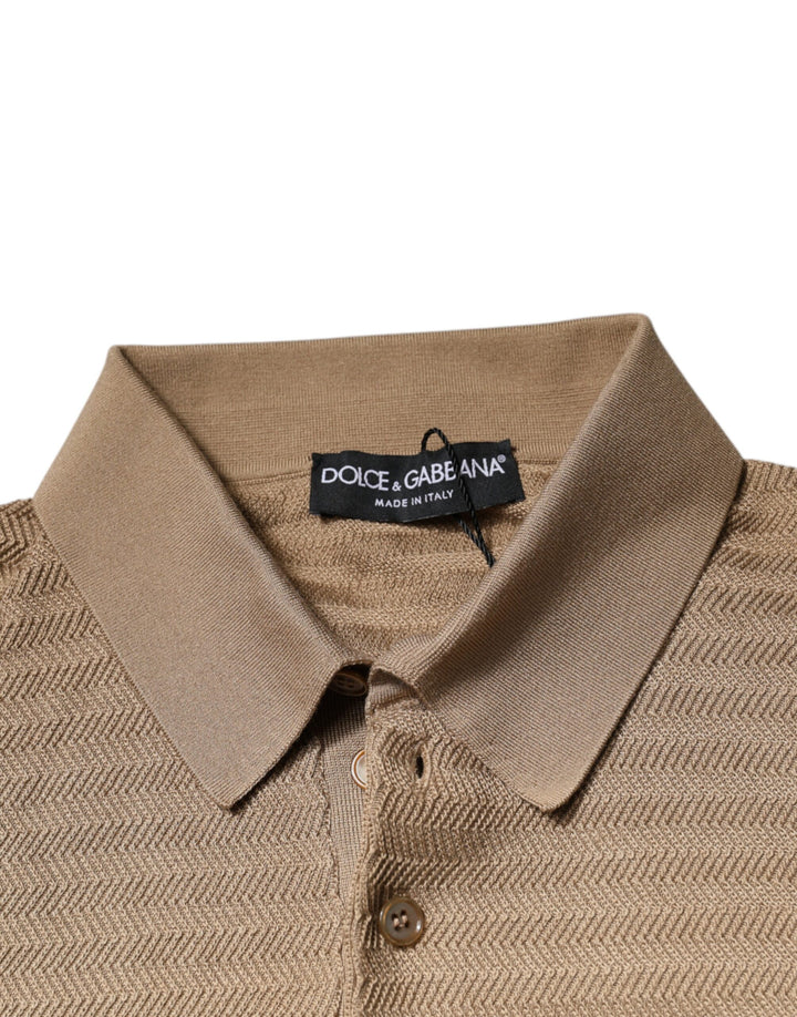 Dolce &amp; Gabbana Sample Sale Dolce &amp; Gabbana Brown Collared Short Sleeves Polo T-shirt - | Designer outlet