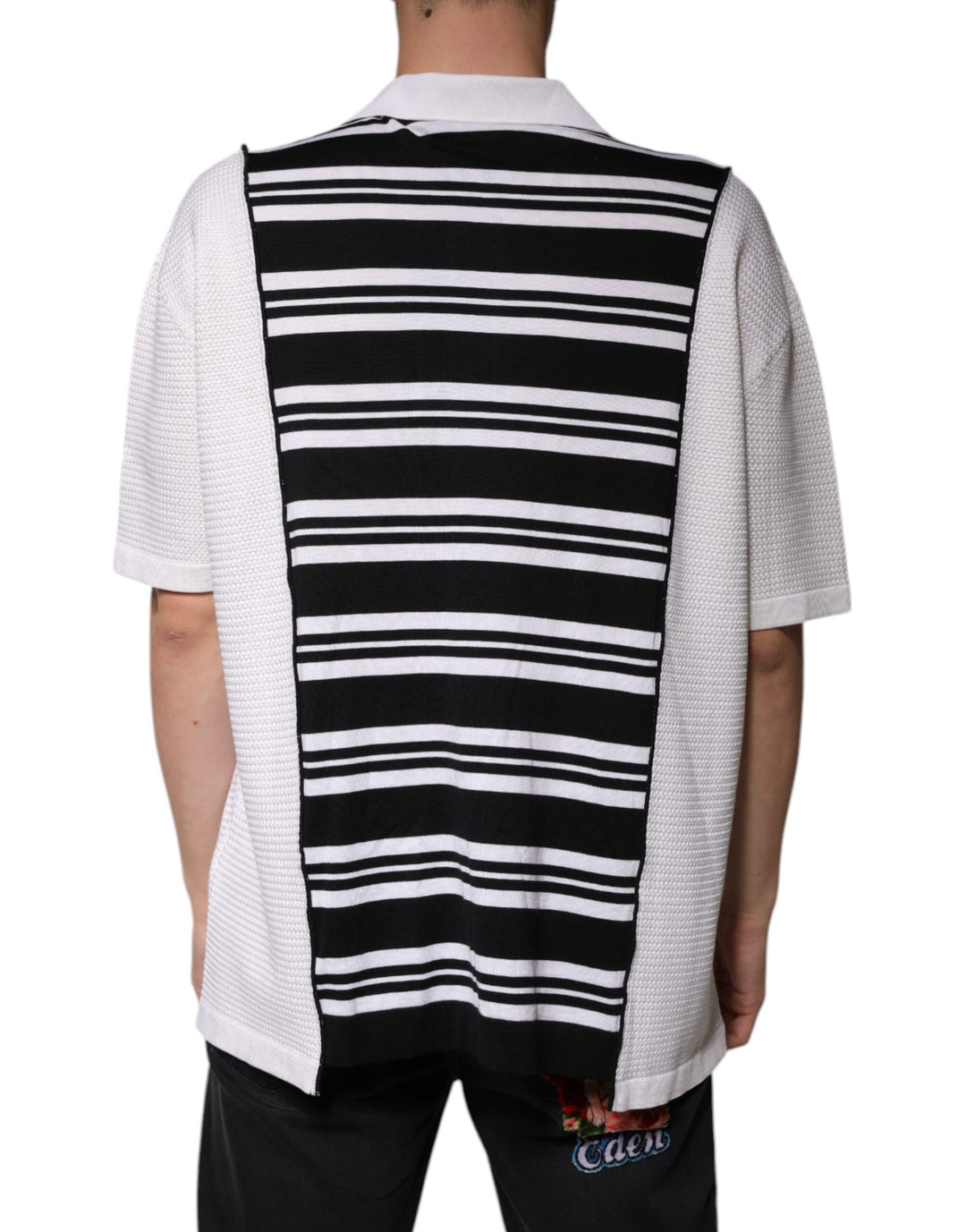 Dolce &amp; Gabbana Sample Sale Dolce &amp; Gabbana Black White Stripes Collared Polo T-shirt - | Designer outlet