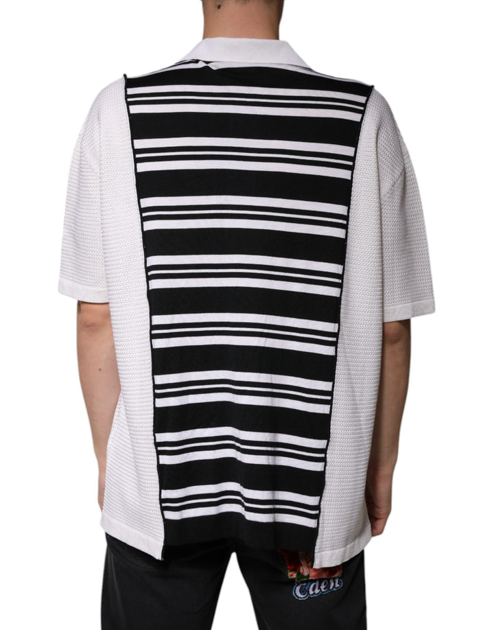 Dolce &amp; Gabbana Sample Sale Dolce &amp; Gabbana Black White Stripes Collared Polo T-shirt - | Designer outlet