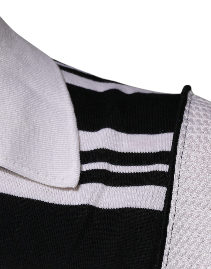 Dolce &amp; Gabbana Sample Sale Dolce &amp; Gabbana Black White Stripes Collared Polo T-shirt - | Designer outlet