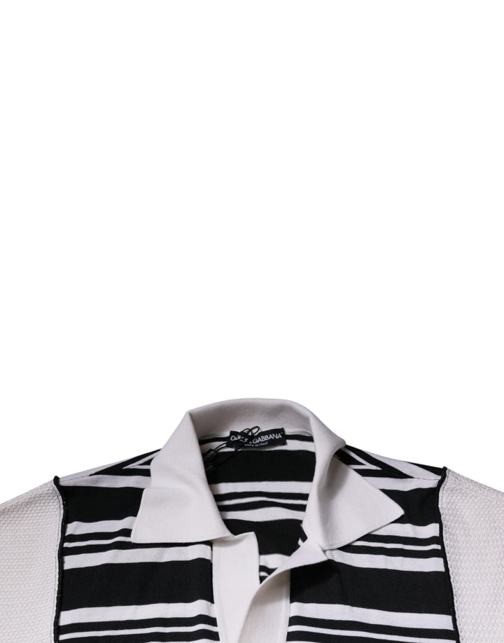 Dolce &amp; Gabbana Sample Sale Dolce &amp; Gabbana Black White Stripes Collared Polo T-shirt - | Designer outlet