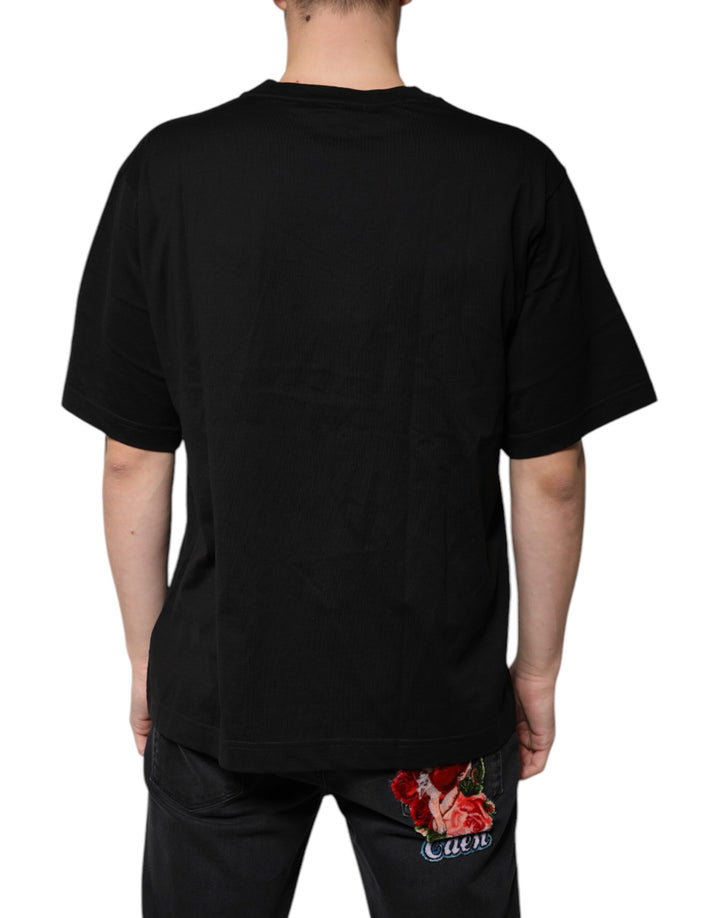 Dolce &amp; Gabbana Sample Sale Dolce &amp; Gabbana Black Cotton Logo Vneck Short Sleeve T-shirt - | Designer outlet