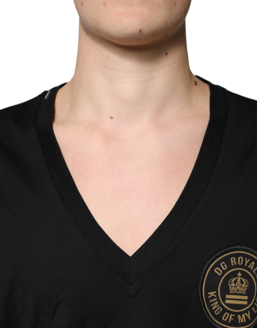 Dolce &amp; Gabbana Sample Sale Dolce &amp; Gabbana Black Cotton Logo Vneck Short Sleeve T-shirt - | Designer outlet