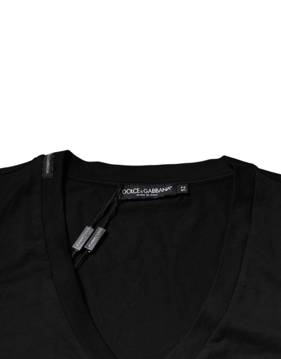 Dolce &amp; Gabbana Sample Sale Dolce &amp; Gabbana Black Cotton Logo Vneck Short Sleeve T-shirt - | Designer outlet