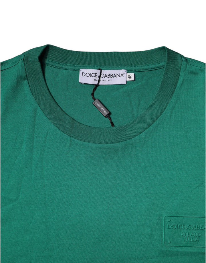 Dolce &amp; Gabbana Sample Sale Dolce &amp; Gabbana Green Logo Crew Neck Short Sleeves T-shirt - | Designer outlet