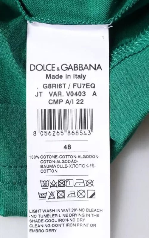 Dolce &amp; Gabbana Sample Sale Dolce &amp; Gabbana Green Logo Crew Neck Short Sleeves T-shirt - | Designer outlet