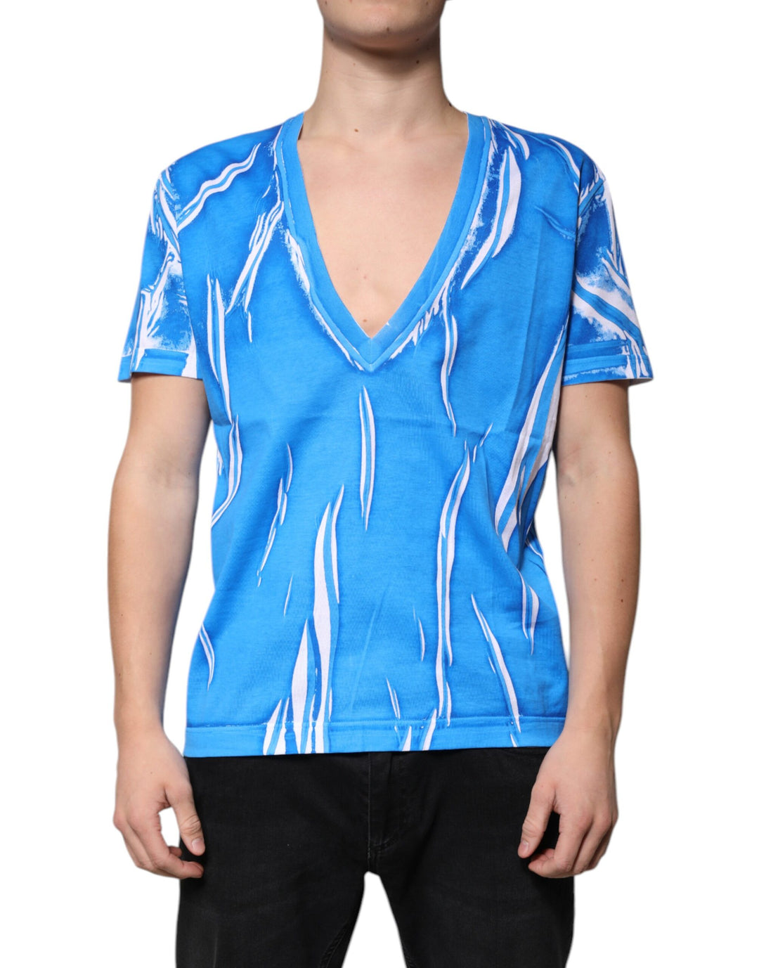 Dolce &amp; Gabbana Sample Sale Dolce &amp; Gabbana Blue Cotton V-neck Short Sleeves T-shirt - | Designer outlet