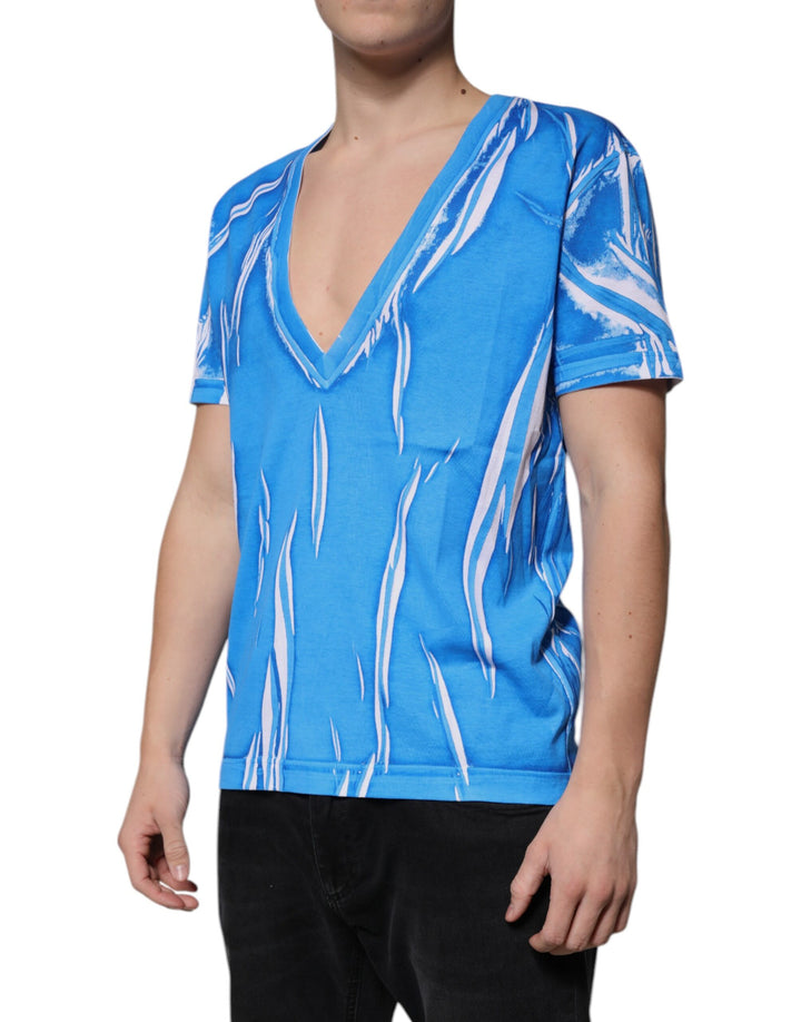 Dolce &amp; Gabbana Sample Sale Dolce &amp; Gabbana Blue Cotton V-neck Short Sleeves T-shirt - | Designer outlet