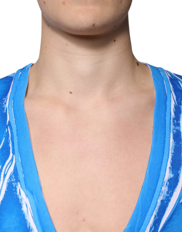 Dolce &amp; Gabbana Sample Sale Dolce &amp; Gabbana Blue Cotton V-neck Short Sleeves T-shirt - | Designer outlet