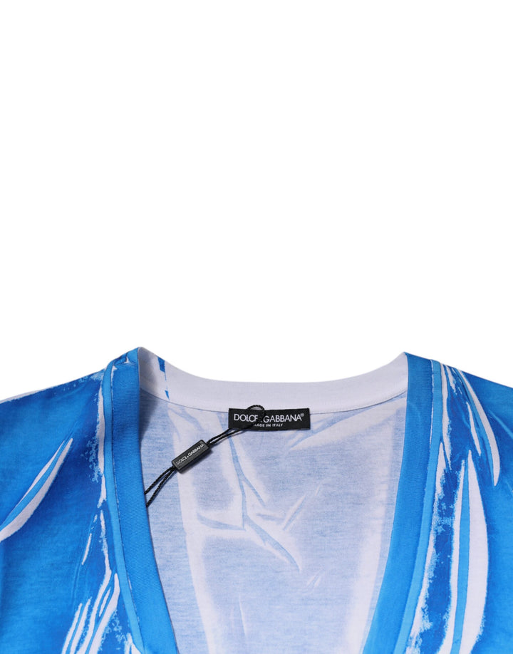 Dolce &amp; Gabbana Sample Sale Dolce &amp; Gabbana Blue Cotton V-neck Short Sleeves T-shirt - | Designer outlet