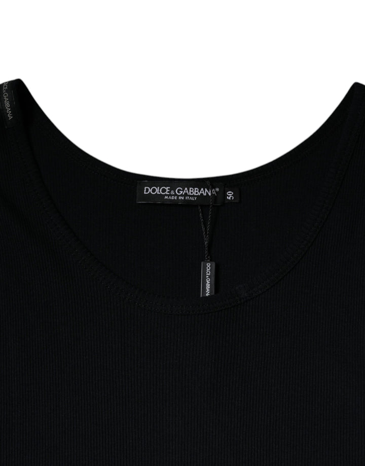 Dolce &amp; Gabbana Black Cotton Sleeveless Round Neck Tank T-shirt by Dolce &amp; Gabbana outlet now on sale
