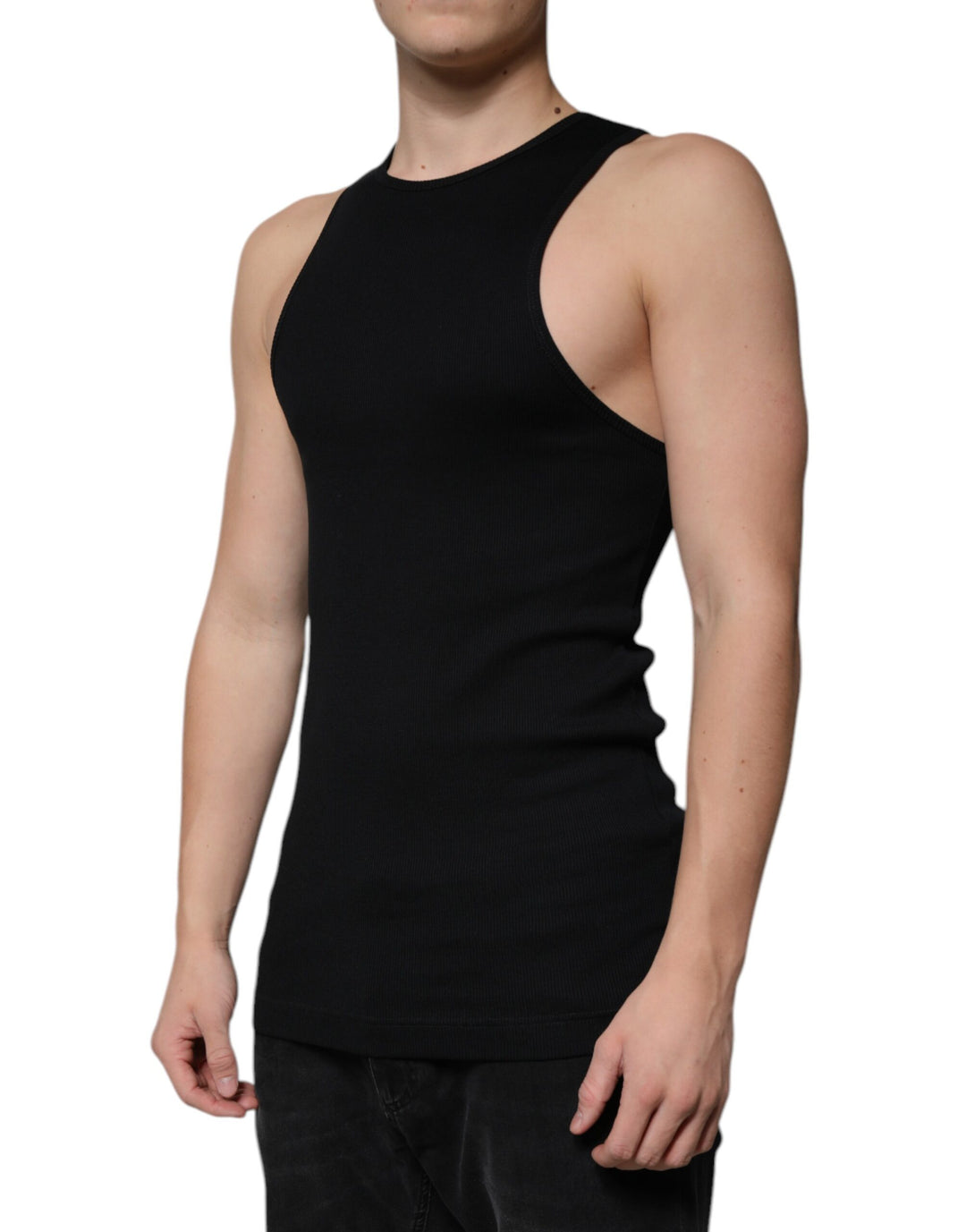 Dolce &amp; Gabbana Black Cotton Sleeveless Round Neck Tank T-shirt by Dolce &amp; Gabbana outlet now on sale