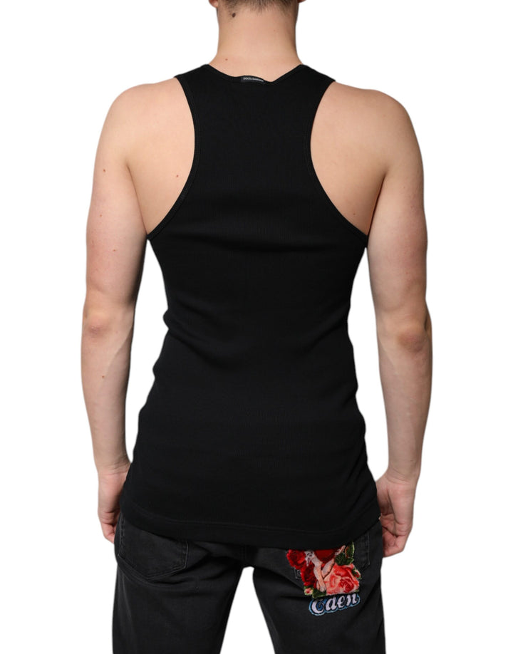 Dolce &amp; Gabbana Black Cotton Sleeveless Round Neck Tank T-shirt by Dolce &amp; Gabbana outlet now on sale