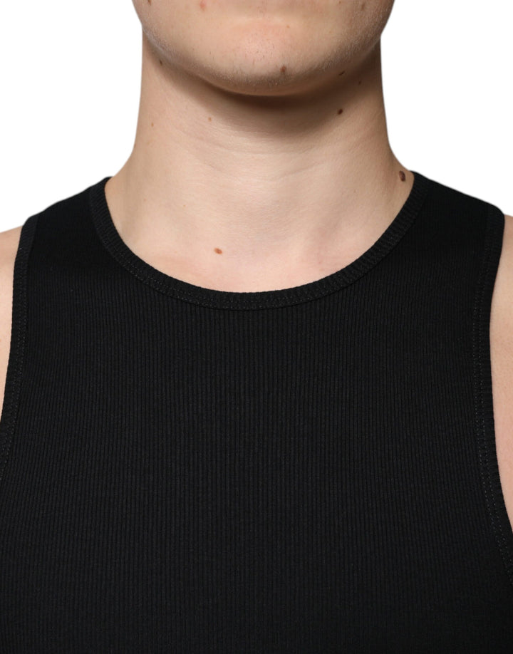 Dolce &amp; Gabbana Black Cotton Sleeveless Round Neck Tank T-shirt by Dolce &amp; Gabbana outlet now on sale