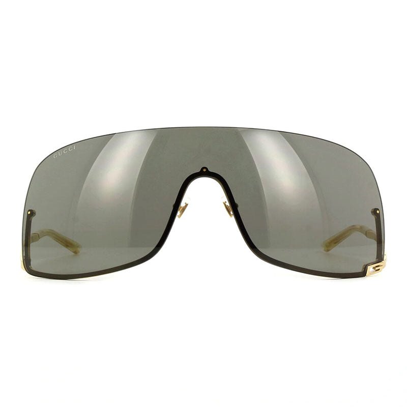 Gucci Shield Semi Rim, with a Gold frame and Grey lens.