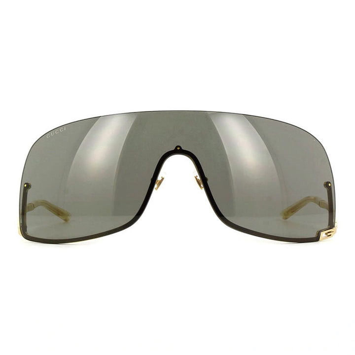 Gucci Shield Semi Rim, with a Gold frame and Grey lens.