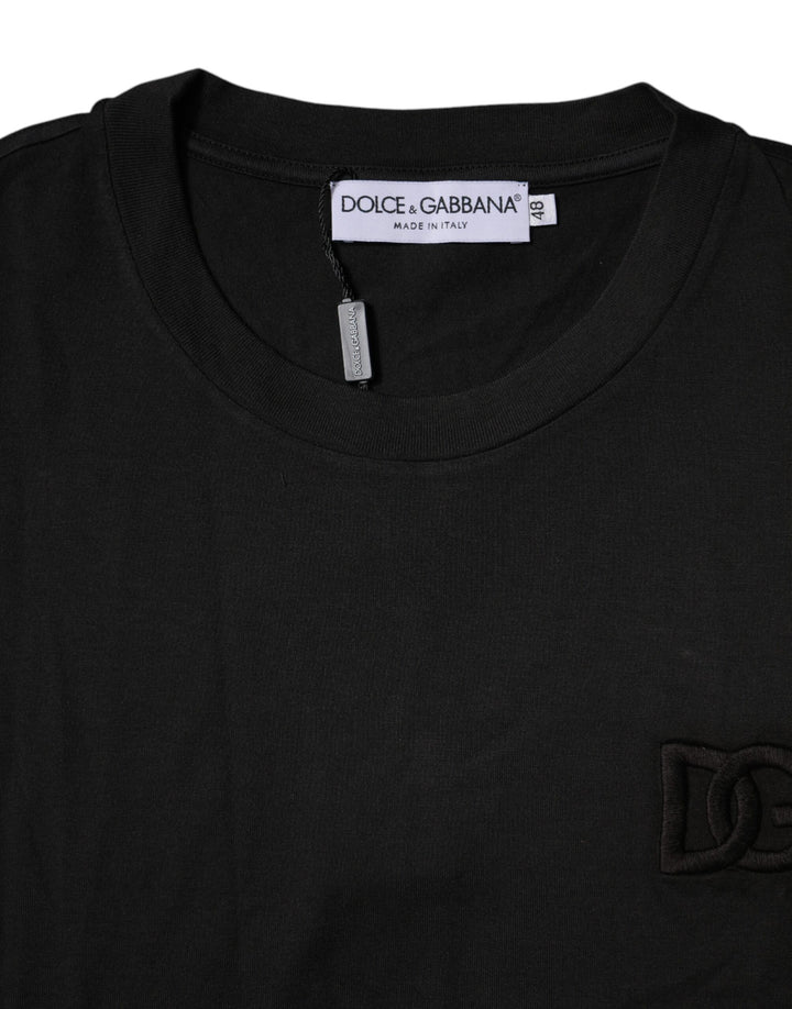 Dolce &amp; Gabbana Black Cotton Crew Neck Short Sleeves T-shirt by Dolce &amp; Gabbana outlet now on sale