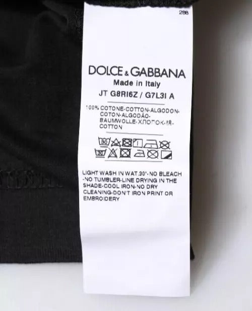 Dolce &amp; Gabbana Black Cotton Crew Neck Short Sleeves T-shirt by Dolce &amp; Gabbana outlet now on sale