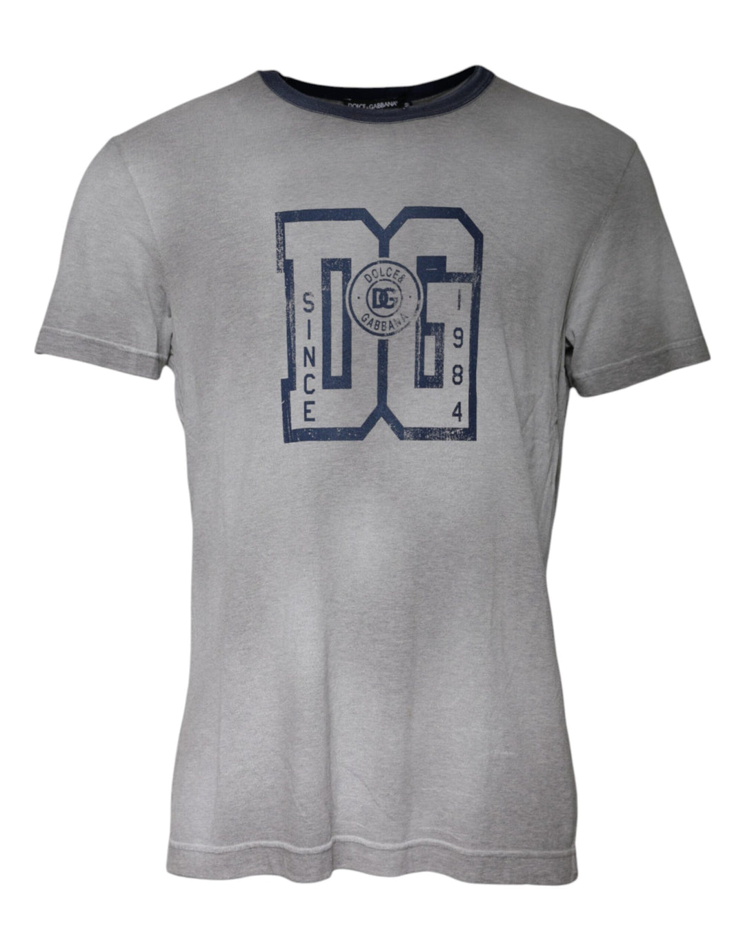 Dolce &amp; Gabbana Gray Logo Print Cotton Crew Neck T-shirt by Dolce &amp; Gabbana outlet now on sale