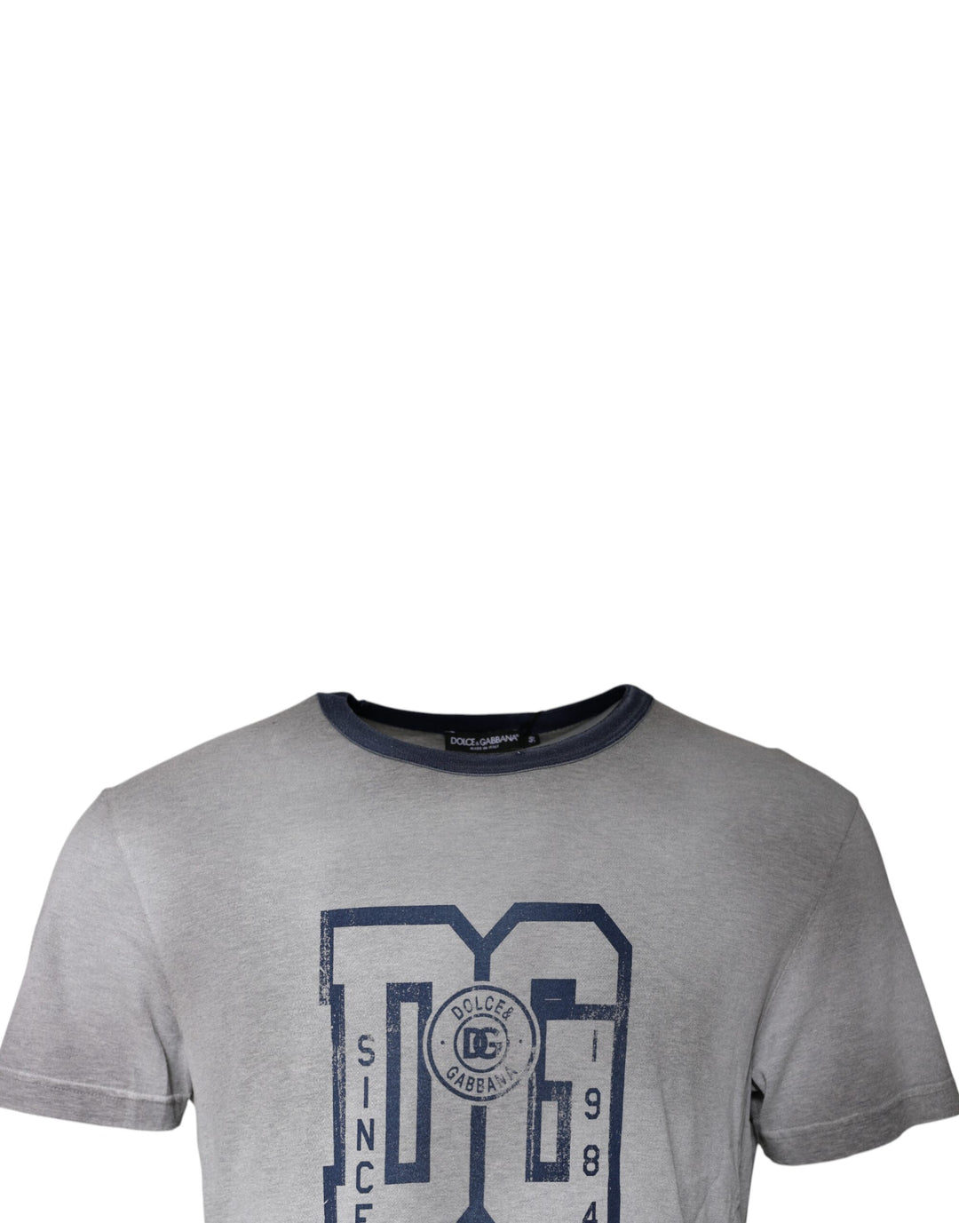 Dolce &amp; Gabbana Gray Logo Print Cotton Crew Neck T-shirt by Dolce &amp; Gabbana outlet now on sale