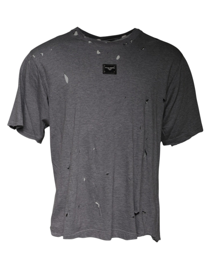 Dolce &amp; Gabbana Gray Logo Crew Neck Short Sleeves T-shirt by Dolce &amp; Gabbana outlet now on sale