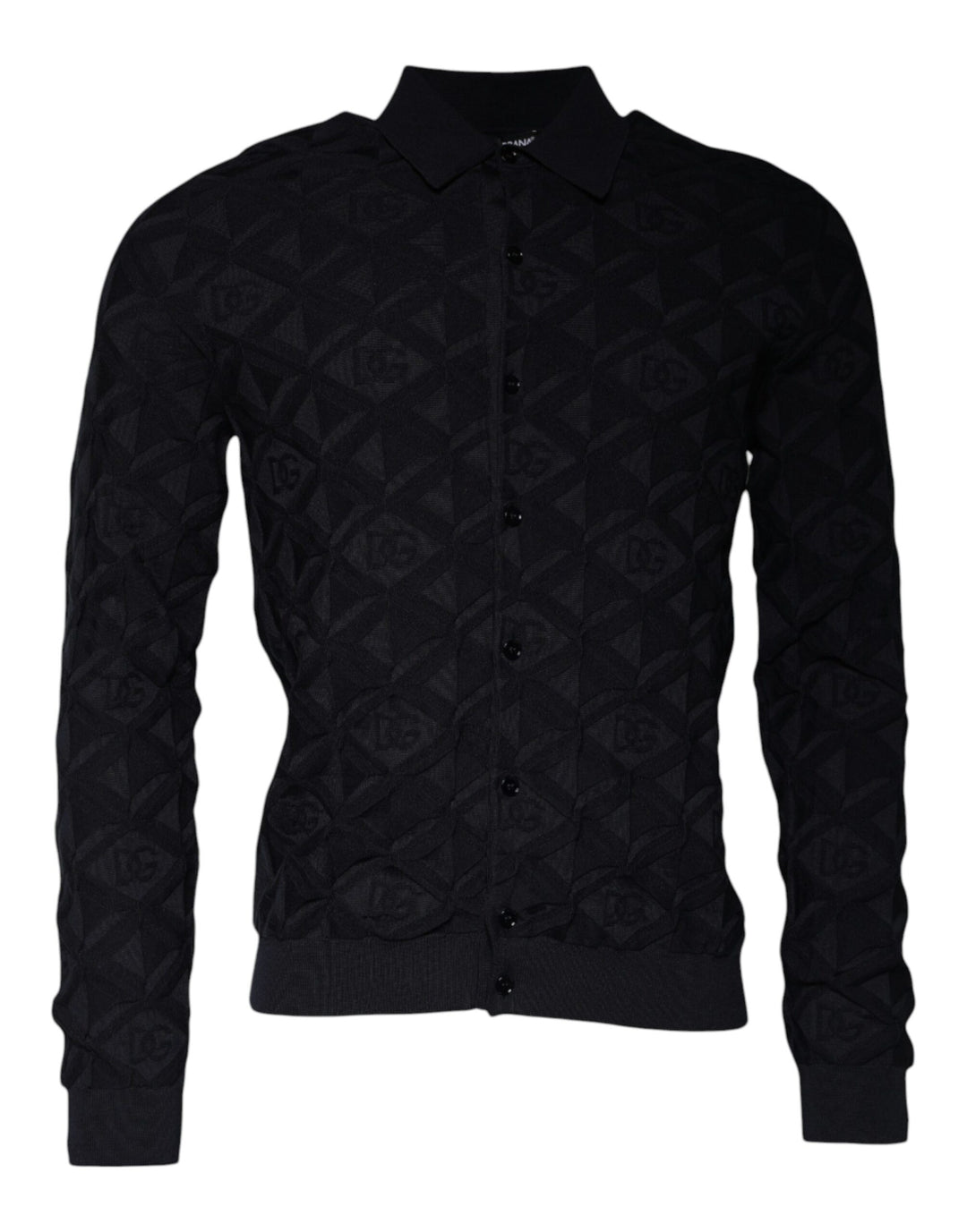 Dolce &amp; Gabbana Black Silk Crew Neck Men Cardigan Sweater by Dolce &amp; Gabbana outlet now on sale