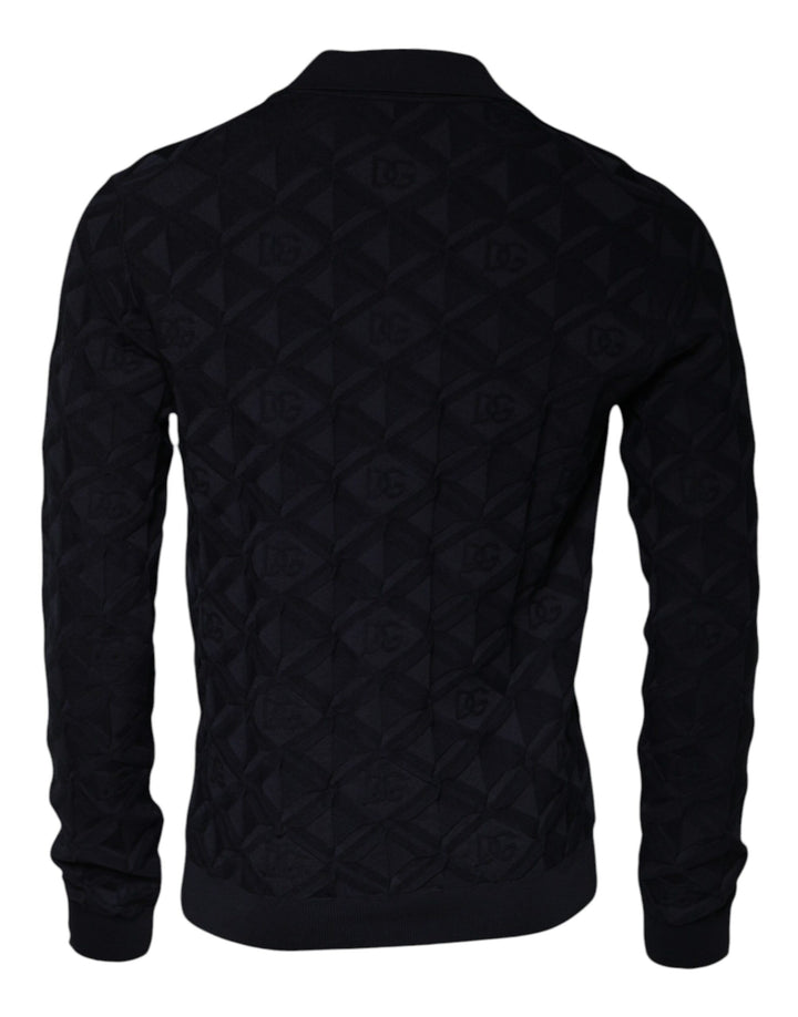 Dolce &amp; Gabbana Black Silk Crew Neck Men Cardigan Sweater by Dolce &amp; Gabbana outlet now on sale