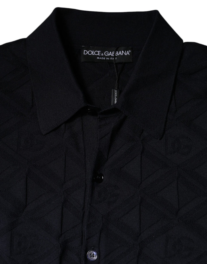 Dolce &amp; Gabbana Black Silk Crew Neck Men Cardigan Sweater by Dolce &amp; Gabbana outlet now on sale