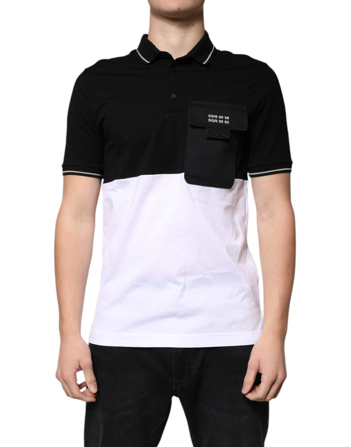 Dolce &amp; Gabbana Black White Cotton Short Sleeves Polo T-shirt by Dolce &amp; Gabbana outlet now on sale