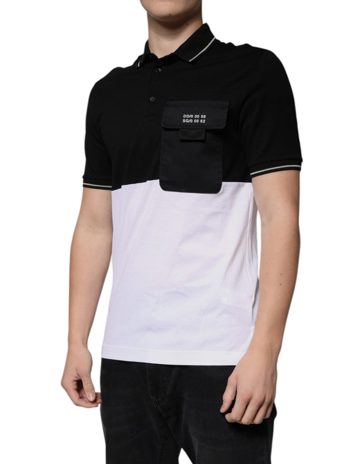 Dolce &amp; Gabbana Black White Cotton Short Sleeves Polo T-shirt by Dolce &amp; Gabbana outlet now on sale