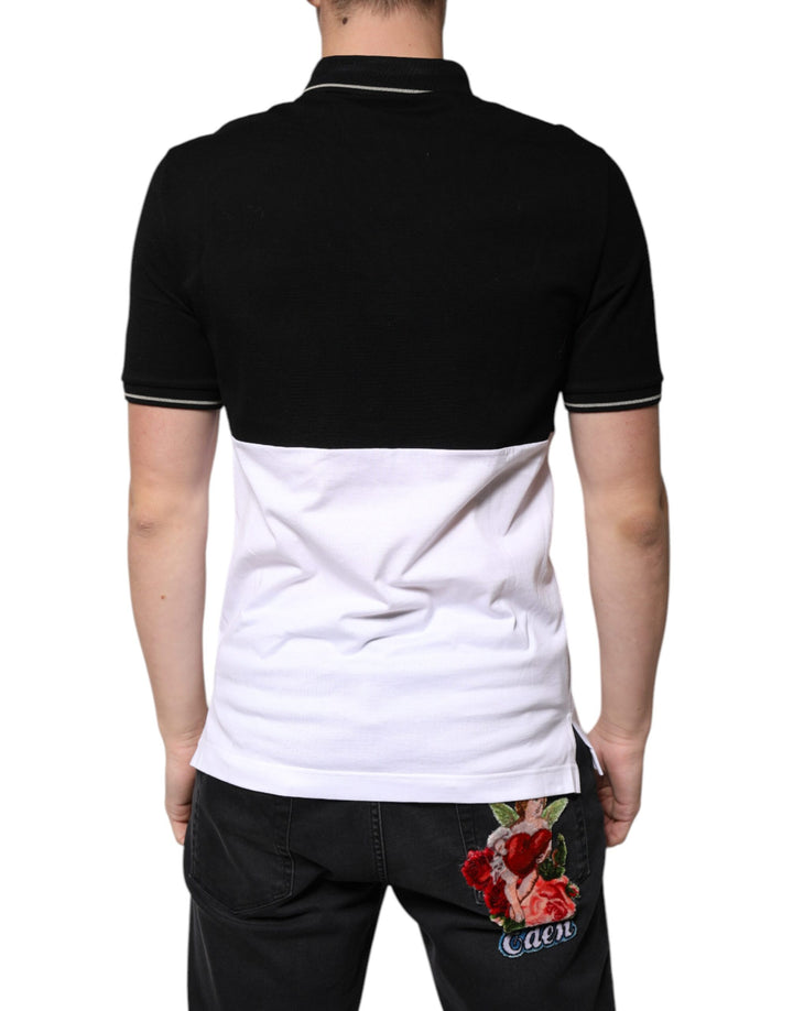 Dolce &amp; Gabbana Black White Cotton Short Sleeves Polo T-shirt by Dolce &amp; Gabbana outlet now on sale