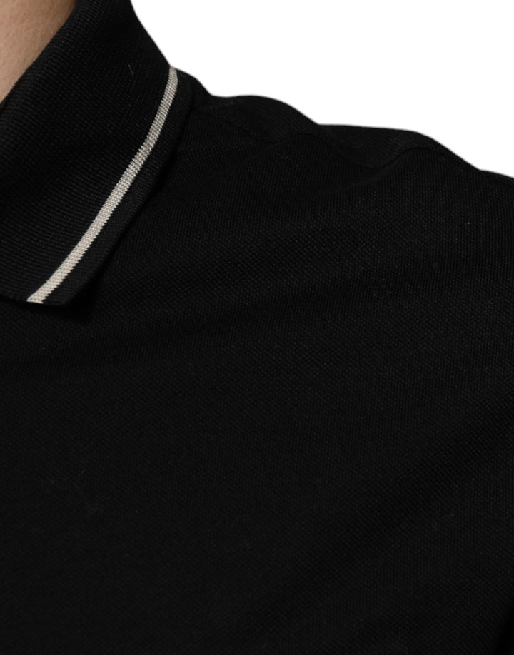 Dolce &amp; Gabbana Black White Cotton Short Sleeves Polo T-shirt by Dolce &amp; Gabbana outlet now on sale