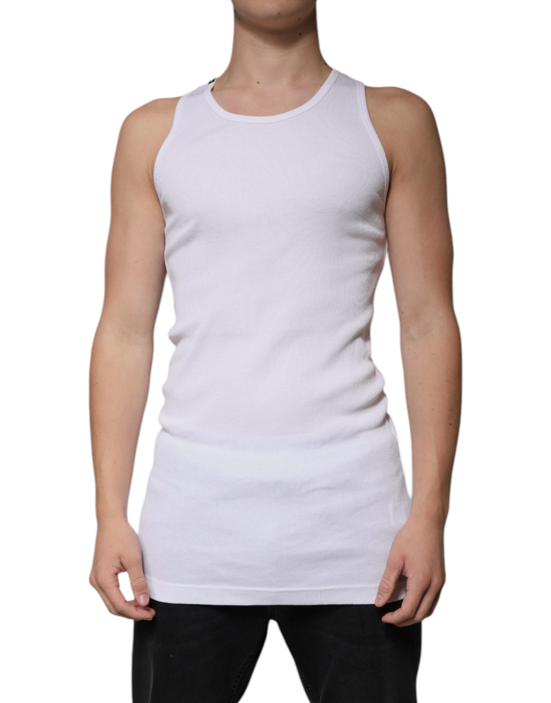 Dolce &amp; Gabbana White Cotton Sleeveless Round Neck Tank T-shirt by Dolce &amp; Gabbana outlet now on sale